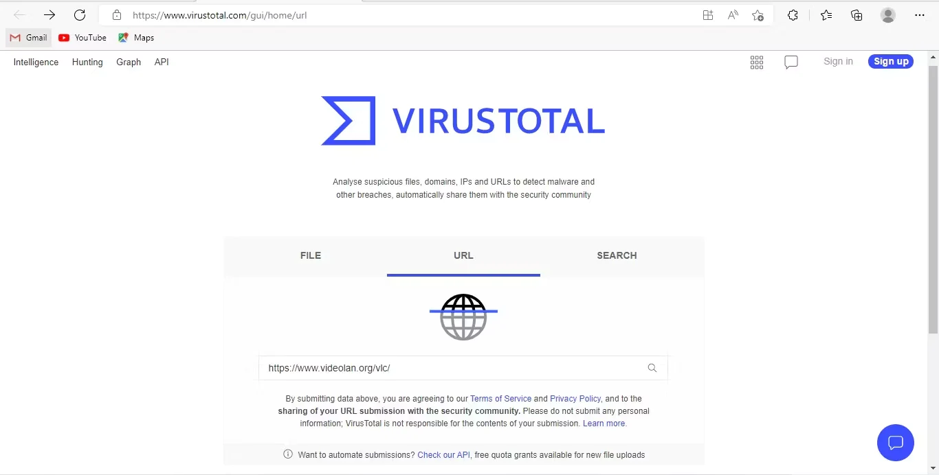 Virus Total’s Official Website