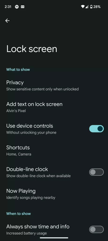 Additional lock screen customization options in Android 14