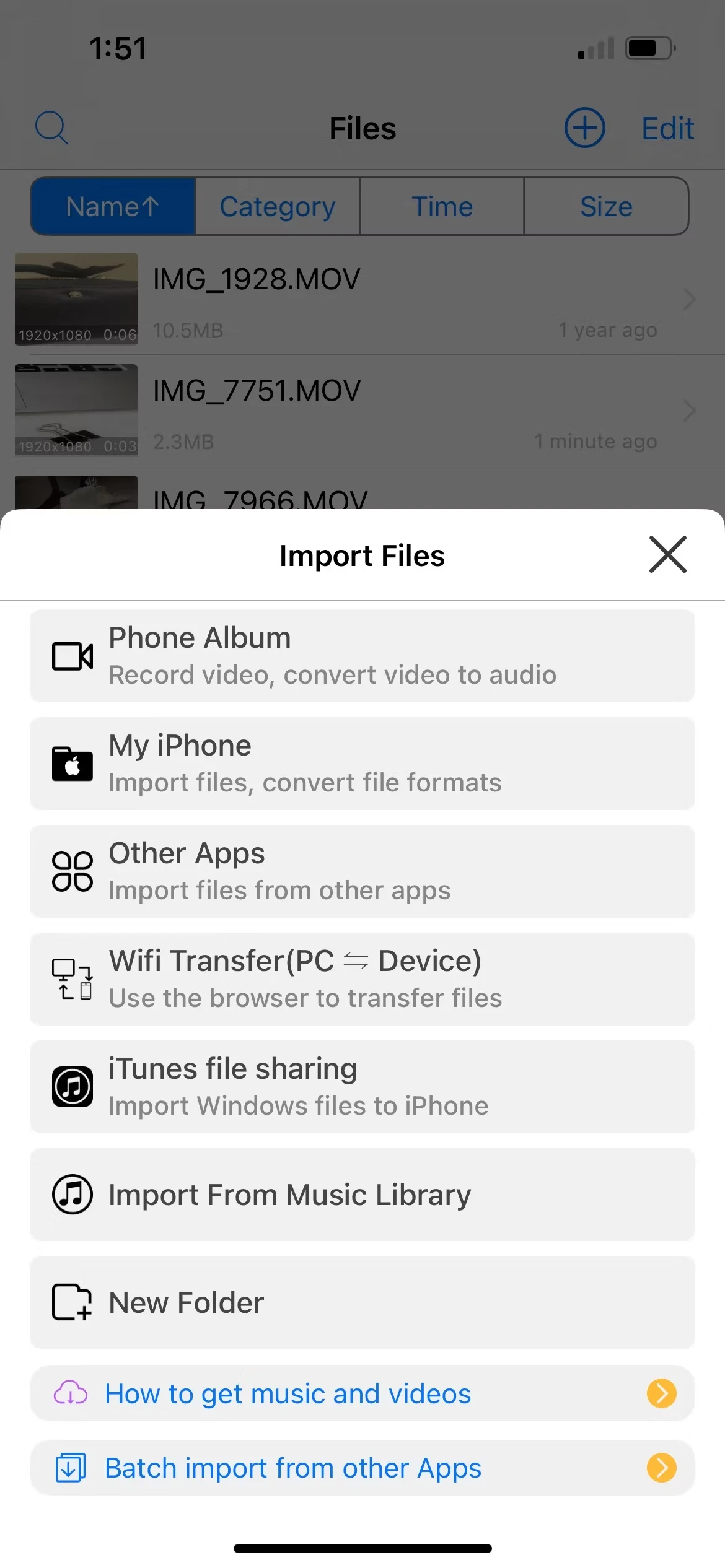 import files into media converter