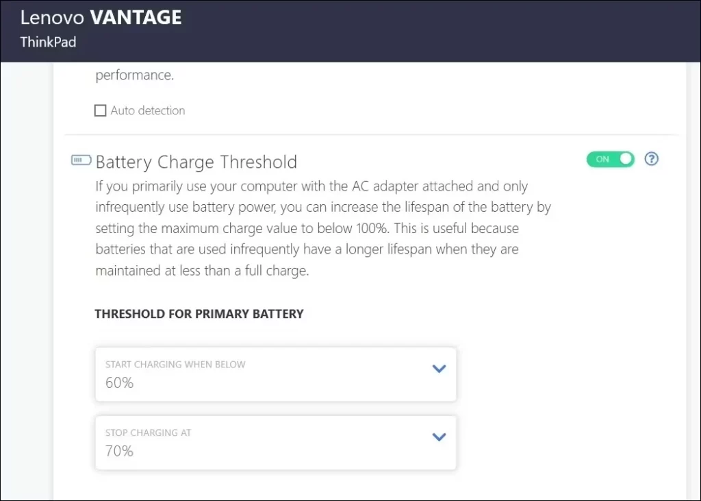 Battery Charge Threshold on Windows